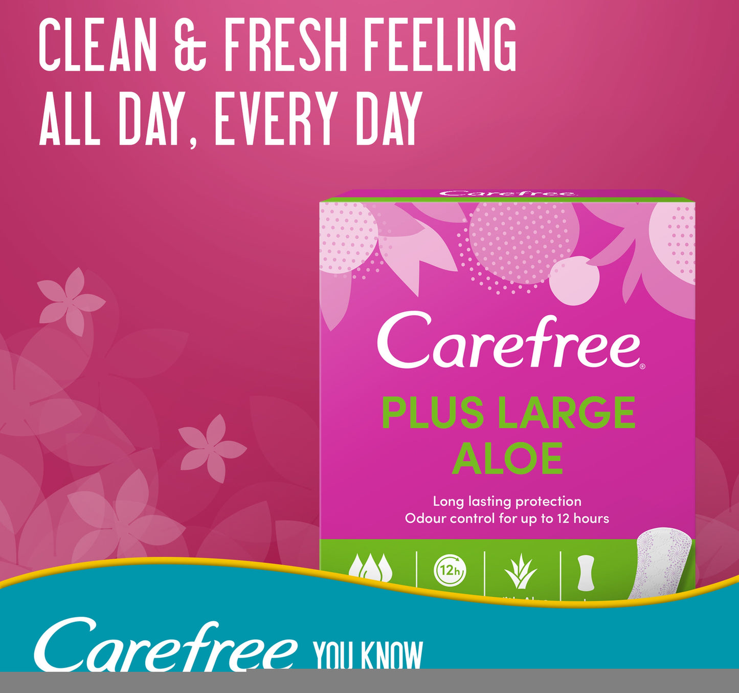 Carefree Panty Liners Plus Large Aloe 48 pcs