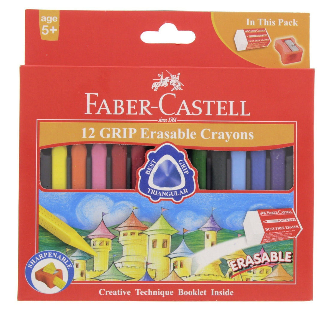 Faber-Castell Grip Erasable Crayons 12 Pieces