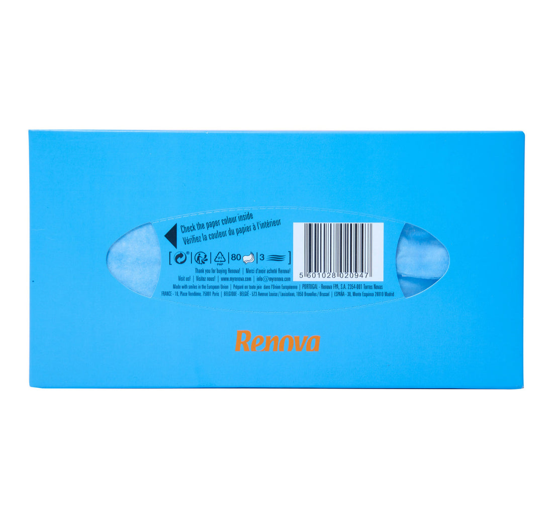 Renova Blue & White Facial Tissue 3ply 80 Sheets