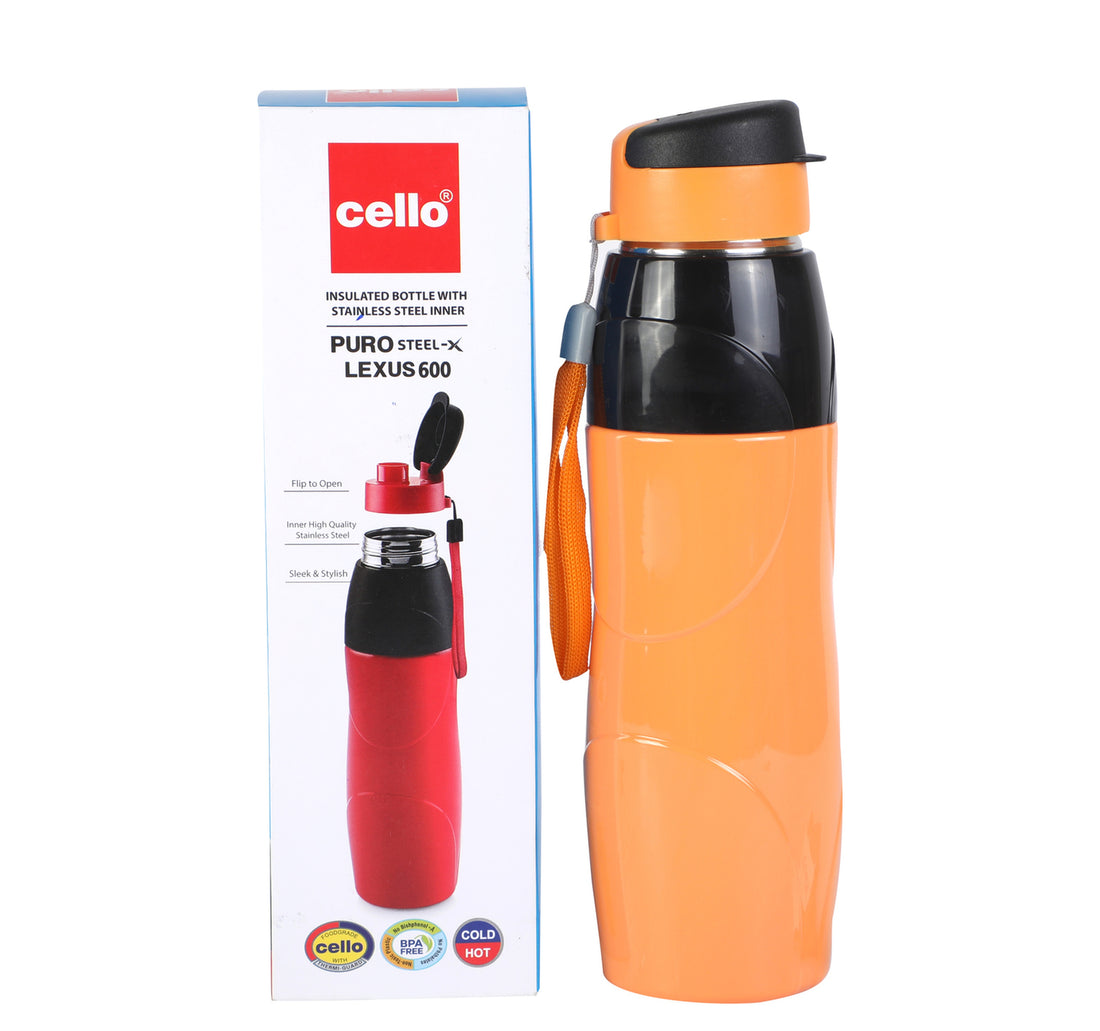 Cello Water Bottle Stainless Steel Lexus 600ml