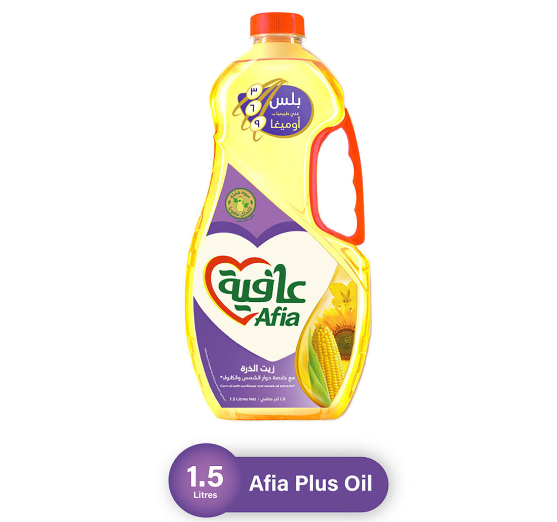 زيت ذرة عافية مع مستخلصات زيت دوار الشمس وزيت الكانولا 1.5 لتر