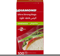 Diamond Ultra Stong Zipper Sandwich Bags Oxo-Biodegradable Size 16.5 x 14.9 cm 100 pcs