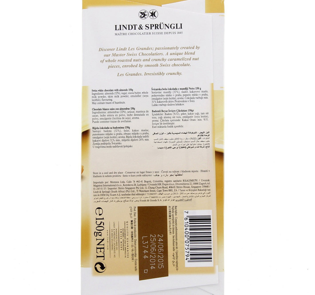 Lindt Les Grandes 32 % Almonds White 150 g