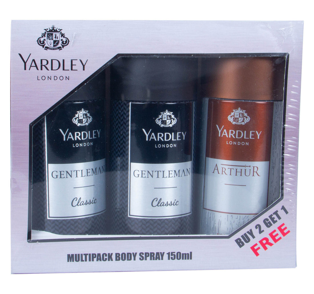 Yardley Body Spray For Men Assorted 3 x 150 ml