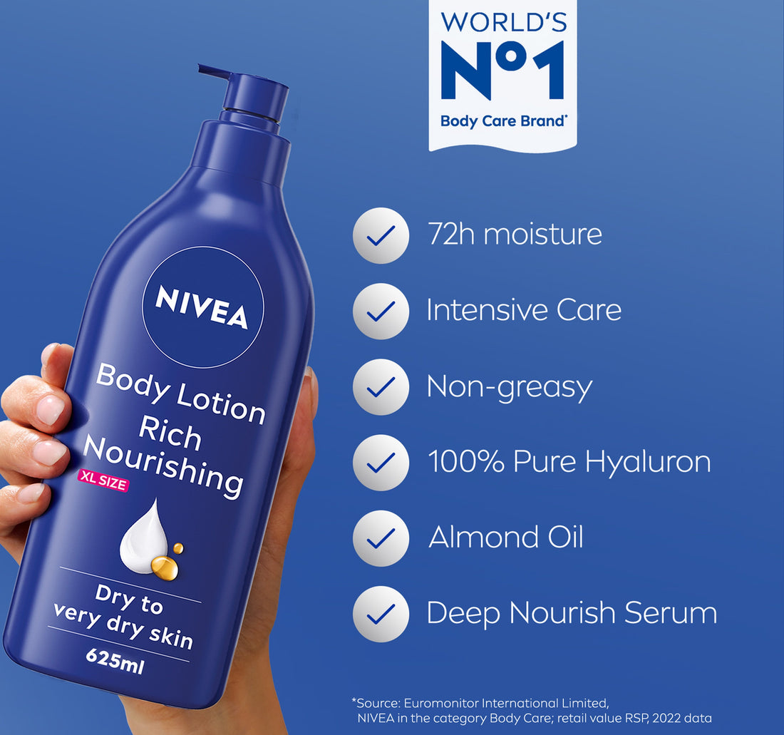Nivea Body Lotion for Dry to Very Dry Skin Rich Nourishing 625 ml