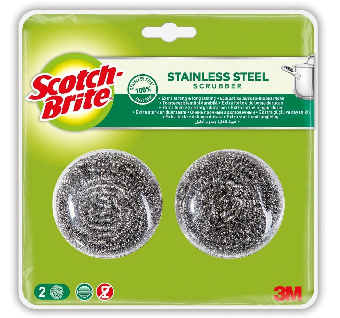 فرشاة سكوتش برايت المصنوعة من الفولاذ المقاوم للصدأ، قطعتان