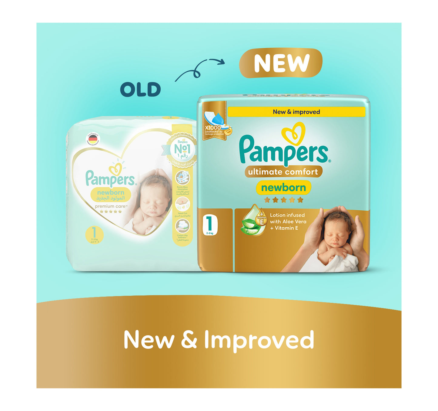Pampers Ultimate Comfort Taped Diapers, Size 1, 2-5kg, Giant Pack, 108 pcs