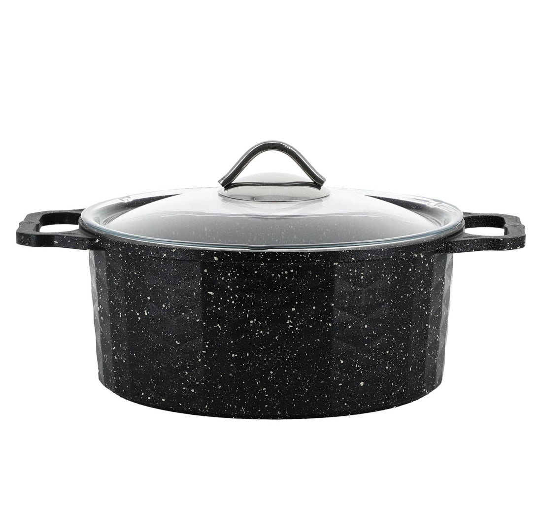 Menzil Granite Coated Cooking Pot with Lid, 24 cm