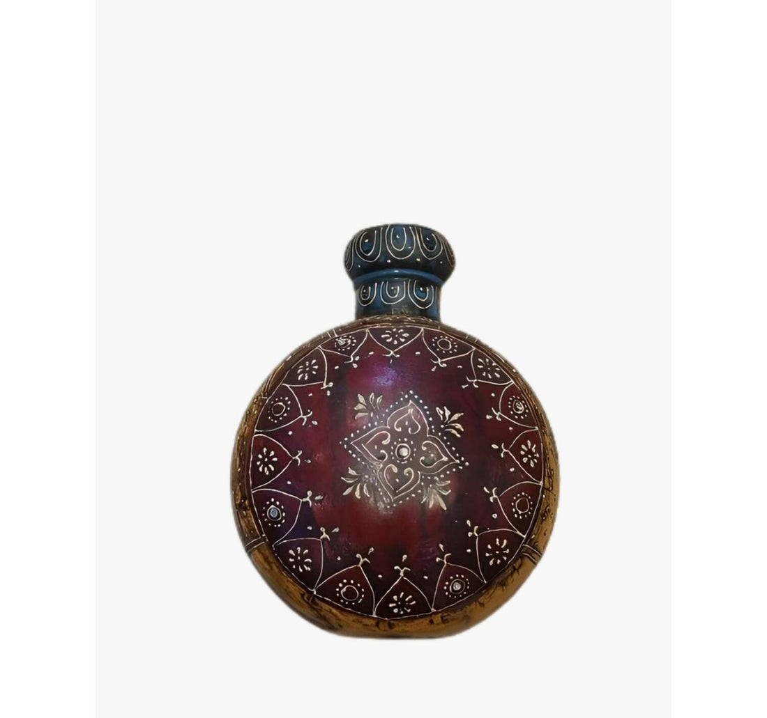 Maple Leaf Iron Round Vase Embossed Painted 25cm Assorted