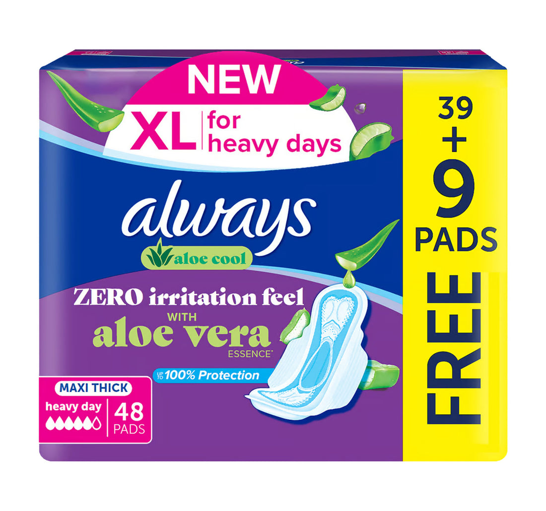 مجموعة Always Maxi Thick Aloe Cool XL الاقتصادية 48 قطعة