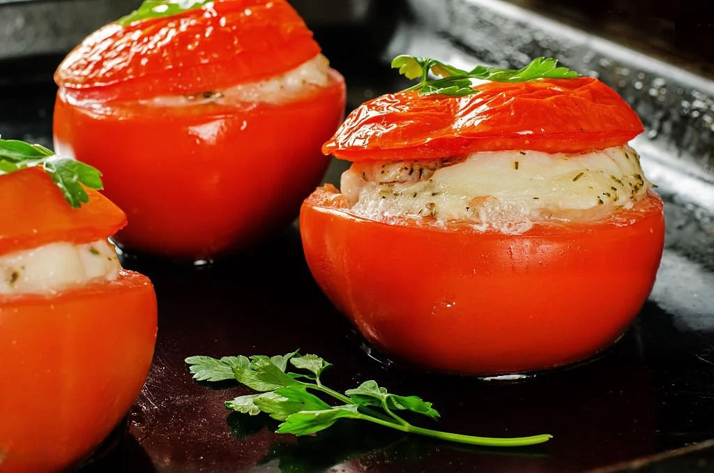 Baked Tomatoes Stuffed Fish