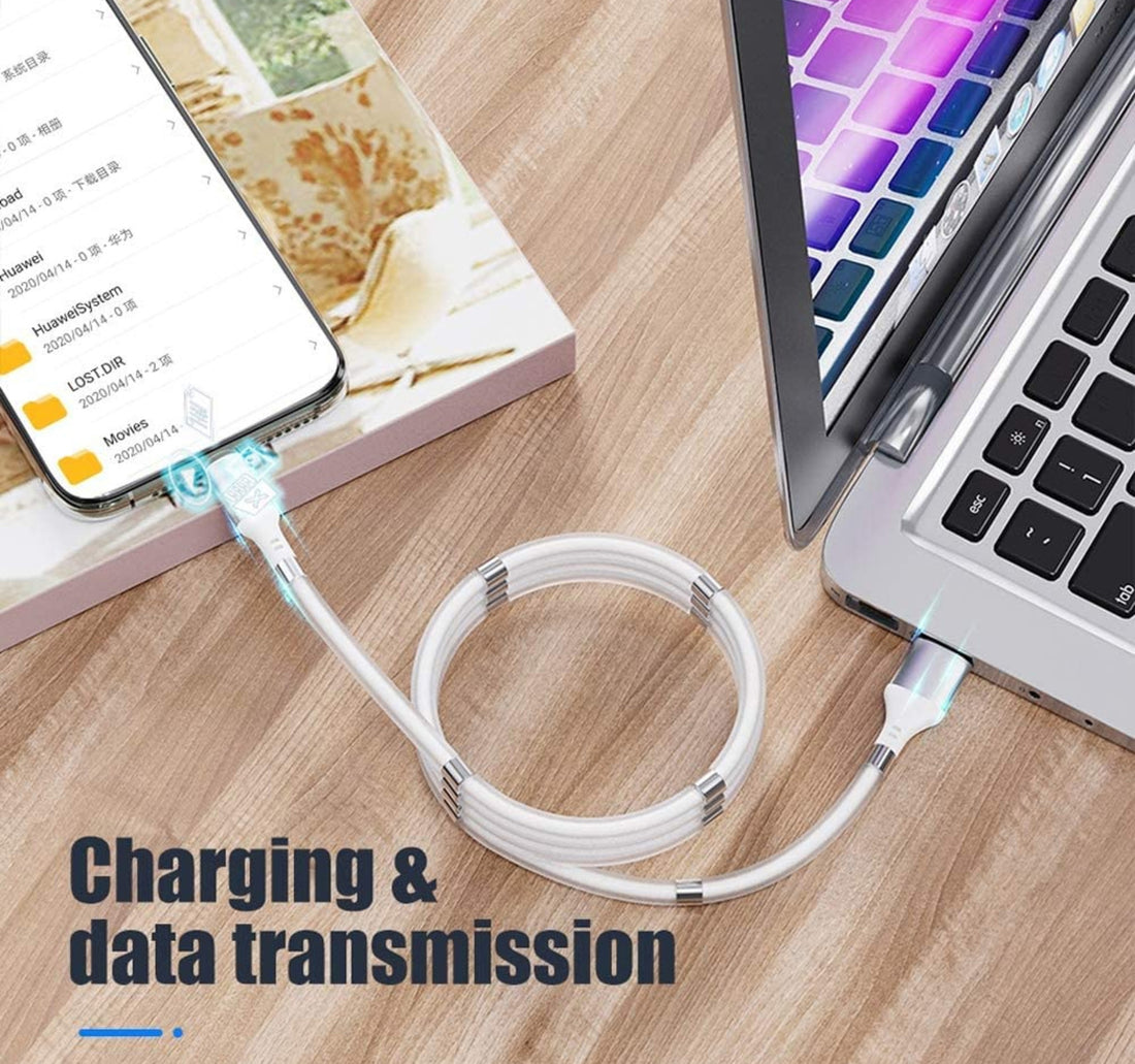 Trands Magnetic Absorption Type-C Data Cable, Portable Self Winding Clutter CA550
