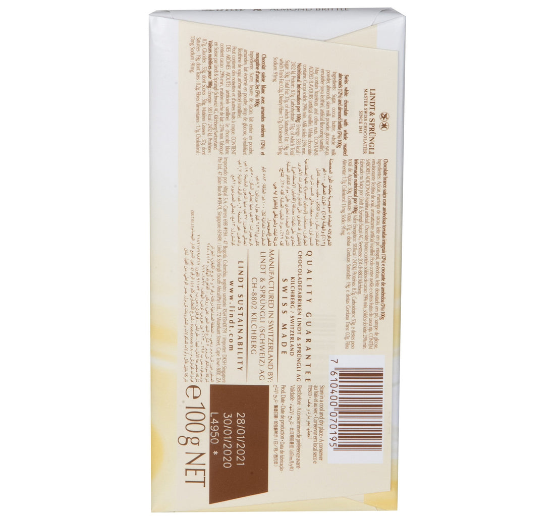 Lindt Swiss Classic White Chocolate With Almond Brittle 100 g