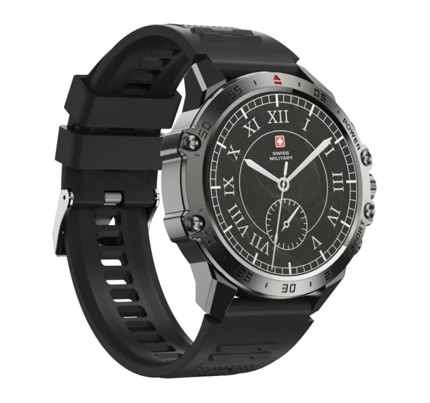 Swiss Military DOM 5 Smart Watch, 1.43 Inches Amoled Display, Black, SM-WCH-DOM5-GUNBLKFBLKSS