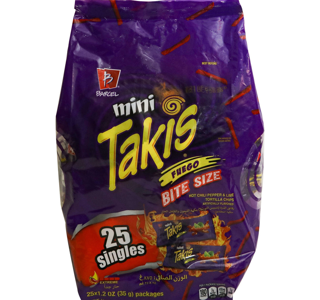 Takis Mini Takis Fuego Hot Chili Pepper & Lime Bite Size Tortilla Chips 25 x 35 g