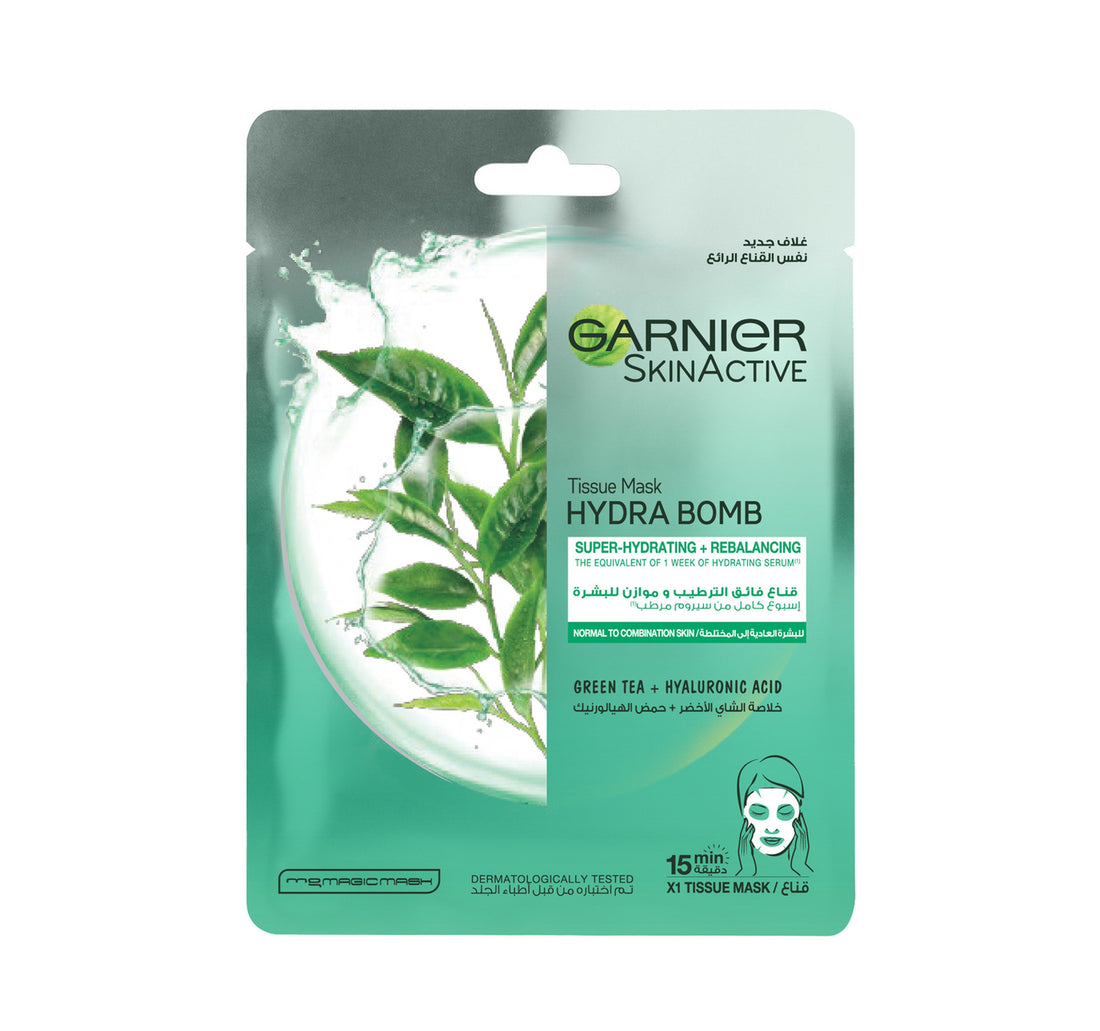 Garnier SkinActive Hydra Bomb Green Tea for Normal to Combination Skin Tissue Face Mask 1 pc