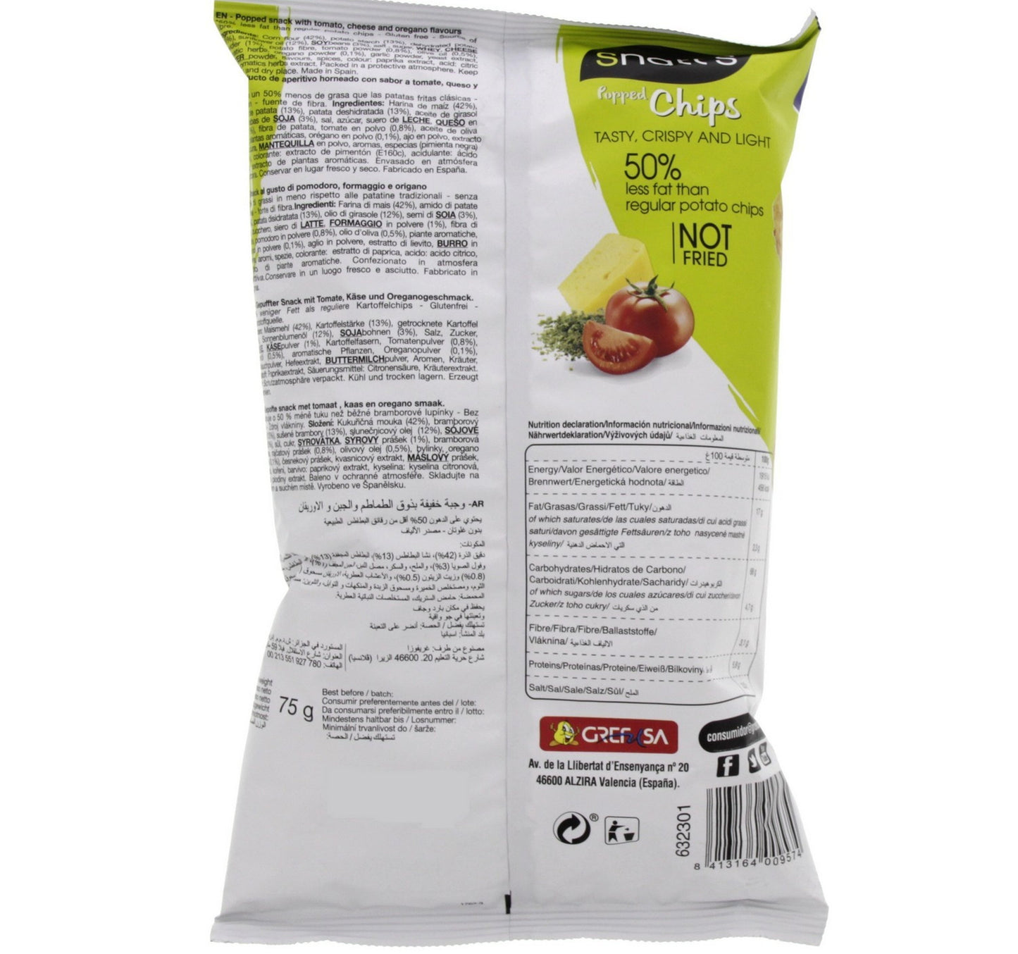 Snatt's Tomato Cheese and Oregano Popped Chips 75 g