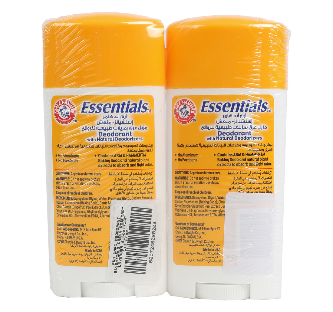 Arm & Hammer Essentials Rosemary Lavender Deodorant Stick 2 x 71 g