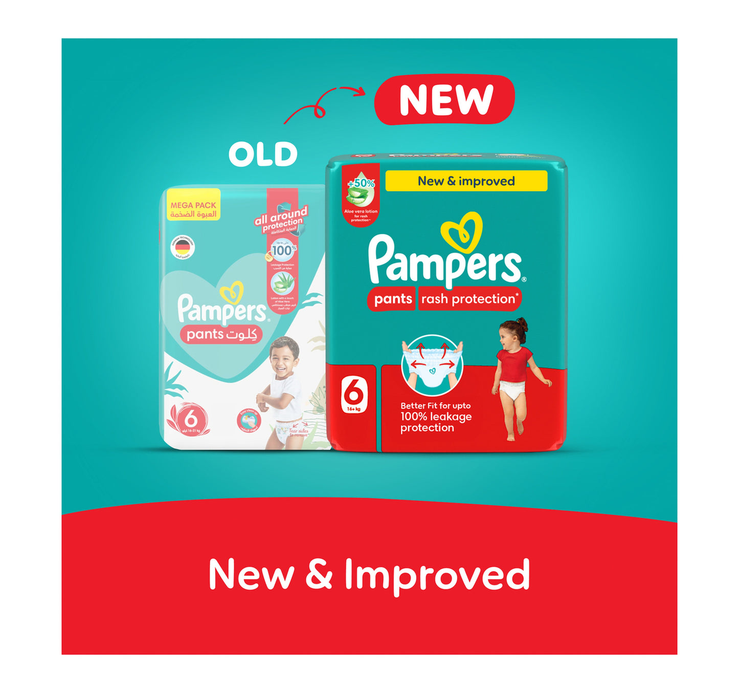 Pampers Rash Protection Pants Diapers, Size 6, 16+kg, Giant Pack, 44 pcs