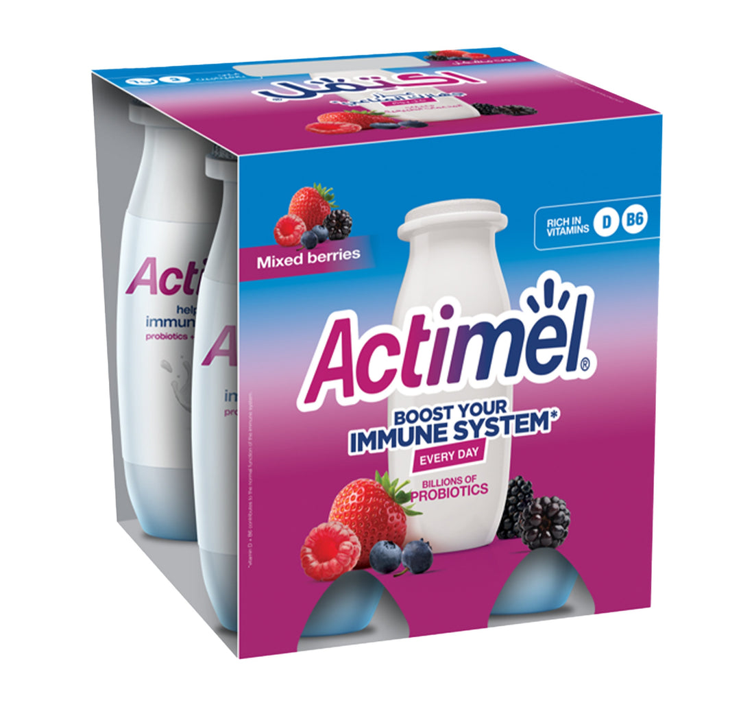 Actimel Immunity Support Mixed Berries Skimmed Yogurt Drink 4 x 93 ml