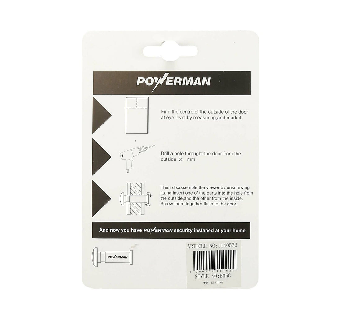 Powerman Door Viewer 75mm Gold B05G