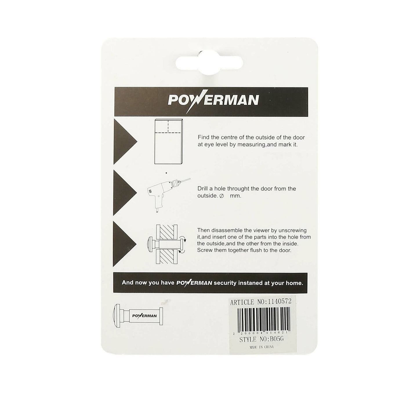Powerman Door Viewer 75mm Gold B05G