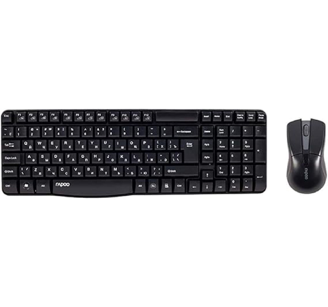 Rapoo Wireless Keyboard with Mouse, Black, X1800S Pro