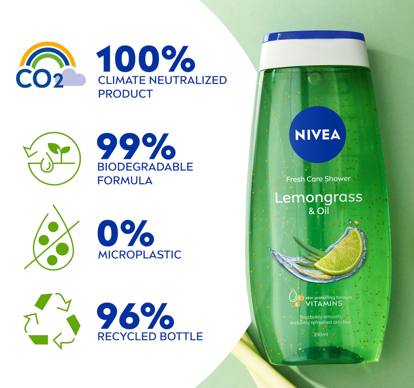 Nivea Lemongrass & Oil Shower Gel Caring Oil Pearls Lemongrass Scent 250 ml