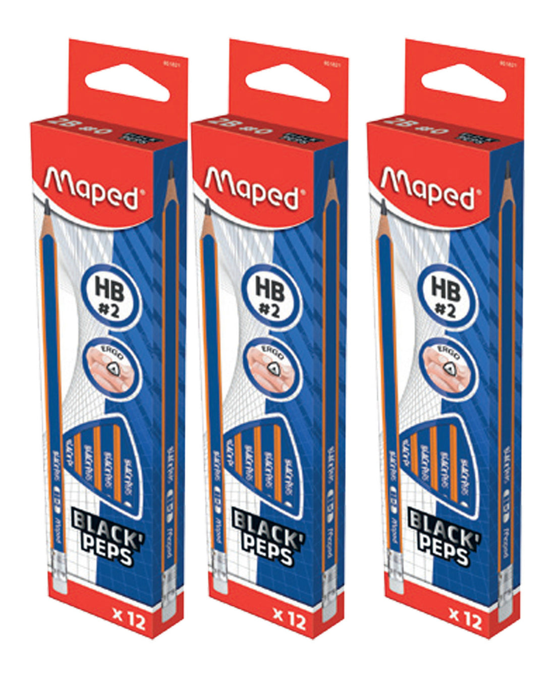 Maped Black Pep HB Pencil 12's 3Pack