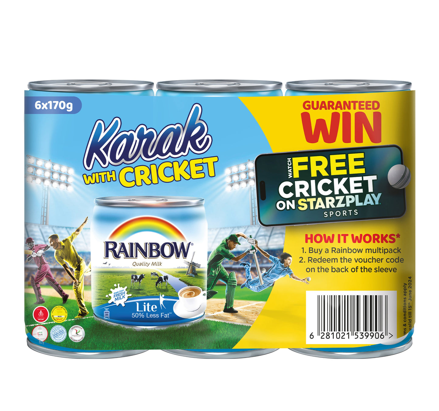 Rainbow Lite Evaporated Milk 6 x 170 g