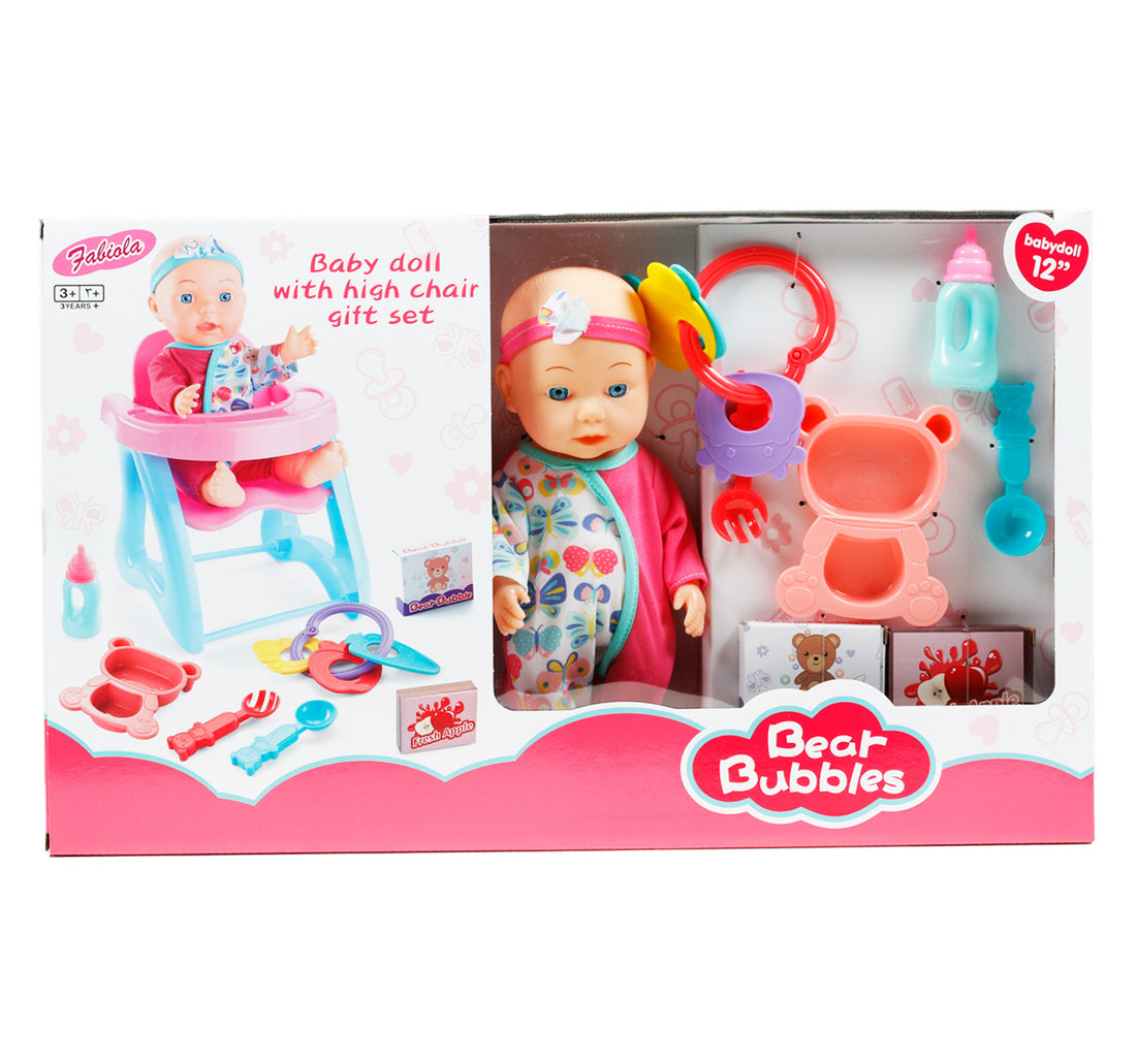 Fabiola Baby Doll with Dining High Chair Gift Set, 11 inches, BB-1261
