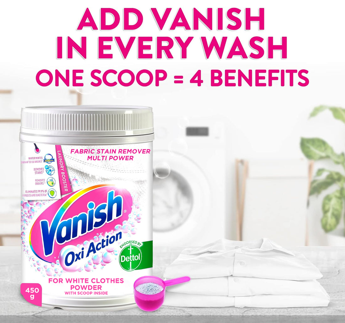 Vanish Oxi Action Crystal White Fabric Stain Remover Powder Value Pack 450 g