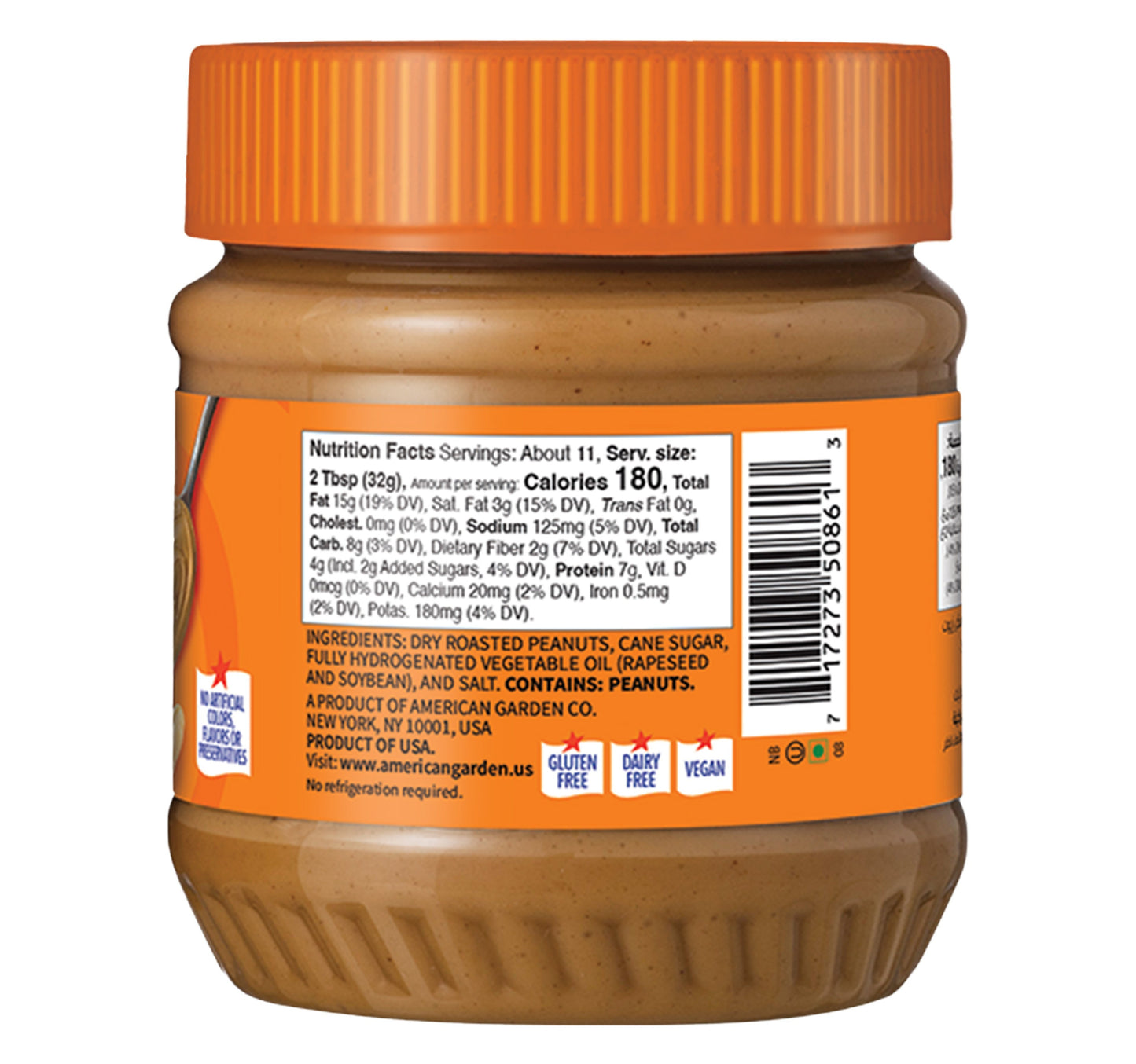 American Garden Vegan & Gluten Free Creamy Peanut Butter 340 g