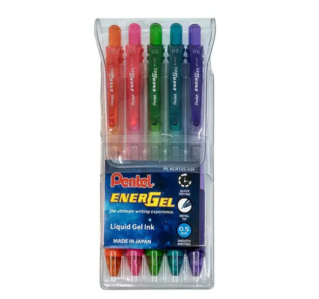 Pentel Energel-X Needle 0.5mm Tip Gel Pen Set, 5 Pieces, Multicolour, PE-BLN105-05F