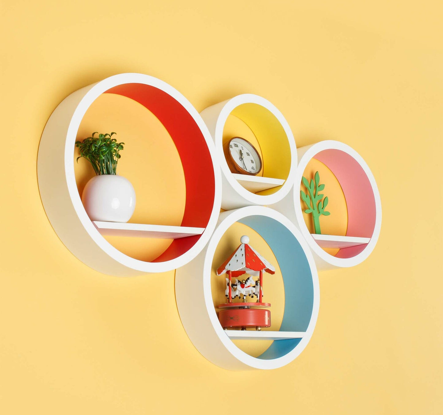 Maple Leaf Glossy Painting Wall Shelf 3 pcs Set, FY8211