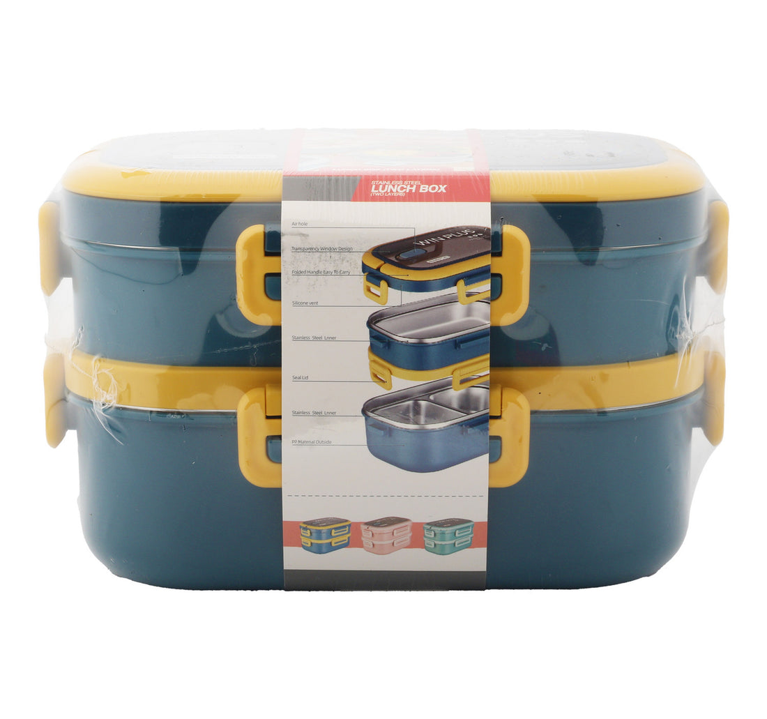 Win Plus Lunch Box Stainless Steel 6722 1.65 Litre Assorted