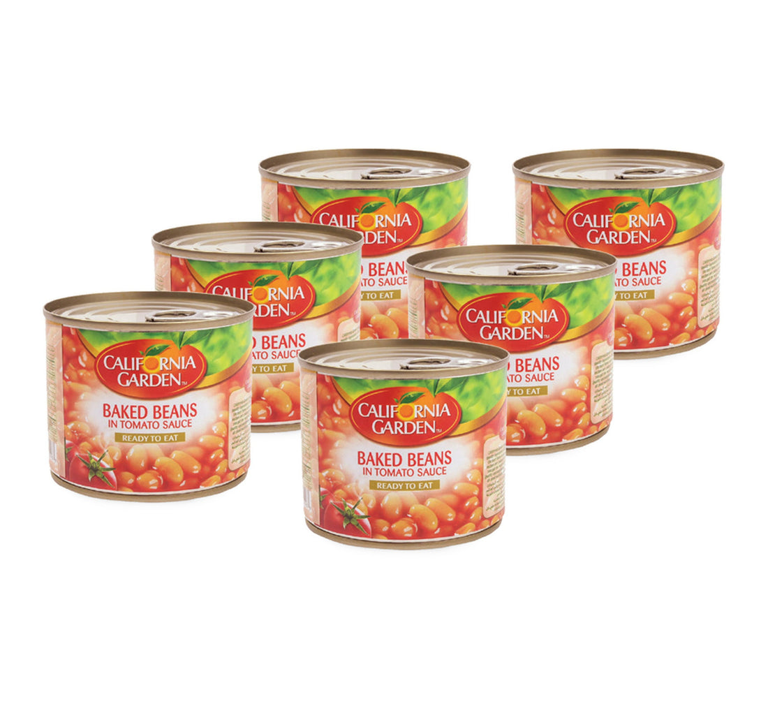 فاصوليا مطبوخة في صلصة الطماطم من حدائق كاليفورنيا - عبوة اقتصادية، 6 × 220 جم