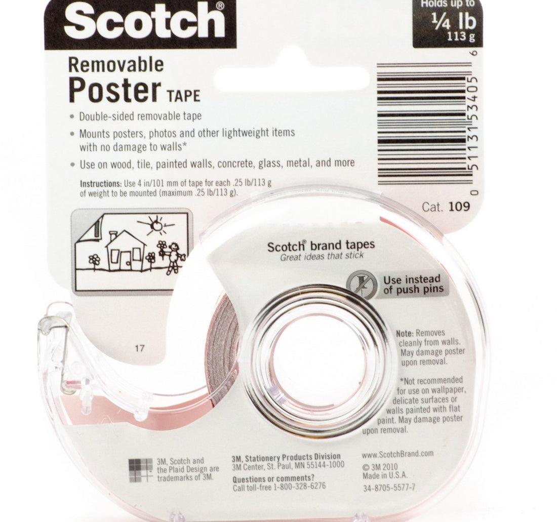 3M Scotch Wallsaver Poster Tape 3/4inch x 150inch 1Pc
