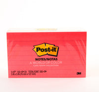 3M Post-it Neon Colors Lined Sheets 3inchx5inch 5 x 100
