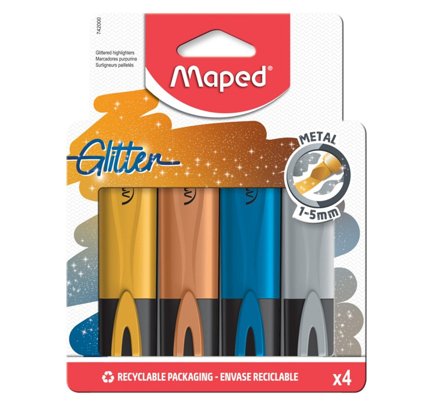 Maped Metalic Glitter Highlighter 4pcs