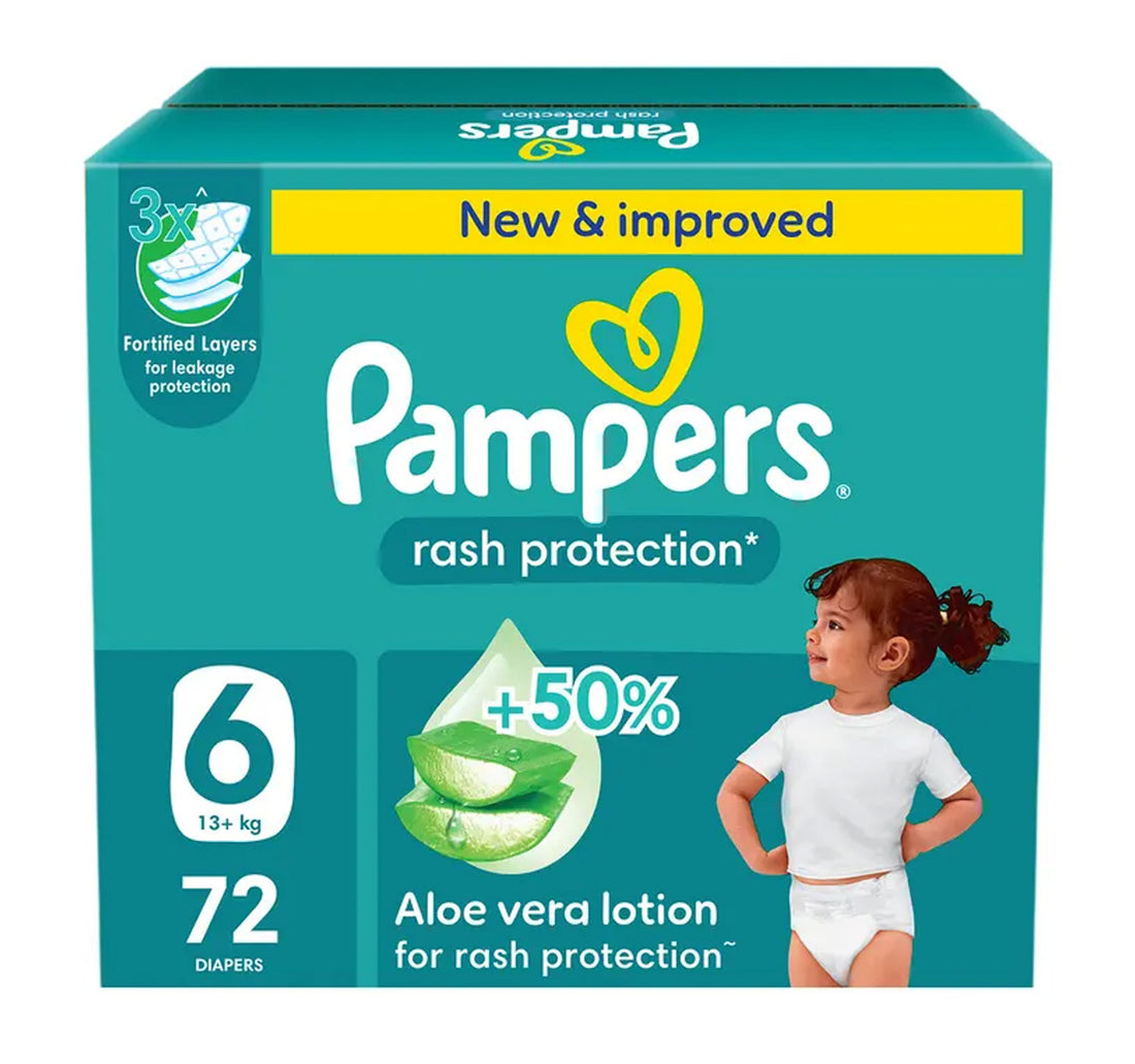 Pampers Diaper Rash Protection Aloe Vera Lotion, Size 6, 13+ kg, 72 pcs