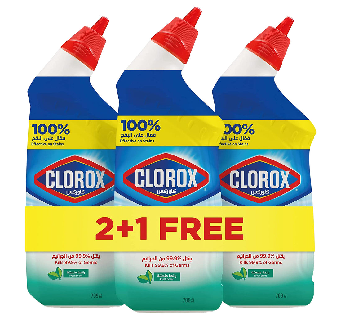 منظف المرحاض كلوركس برائحة منعشة ومبيض، عبوة اقتصادية، 3 قطع × 709 مل