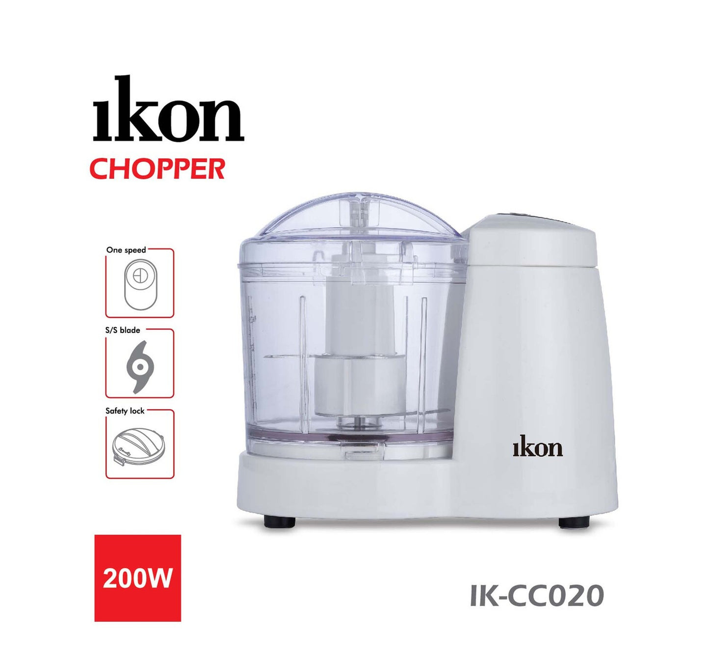 Ikon Safety Lock-in Lid Chopper, 350 ml, CC020