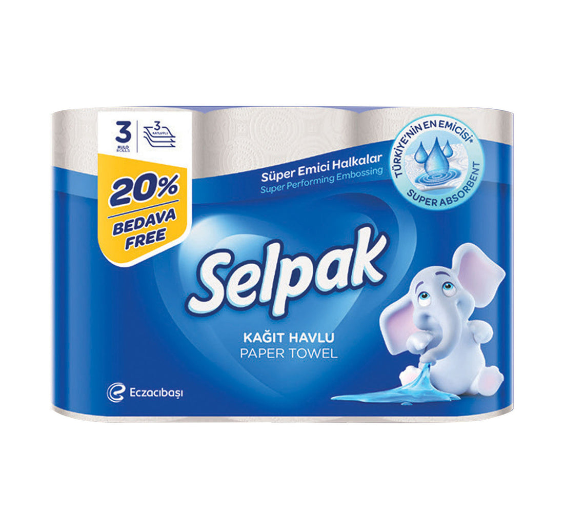Selpak Super Absorbent Kitchen Paper Towel 80 Sheets x 3Ply 3 pcs
