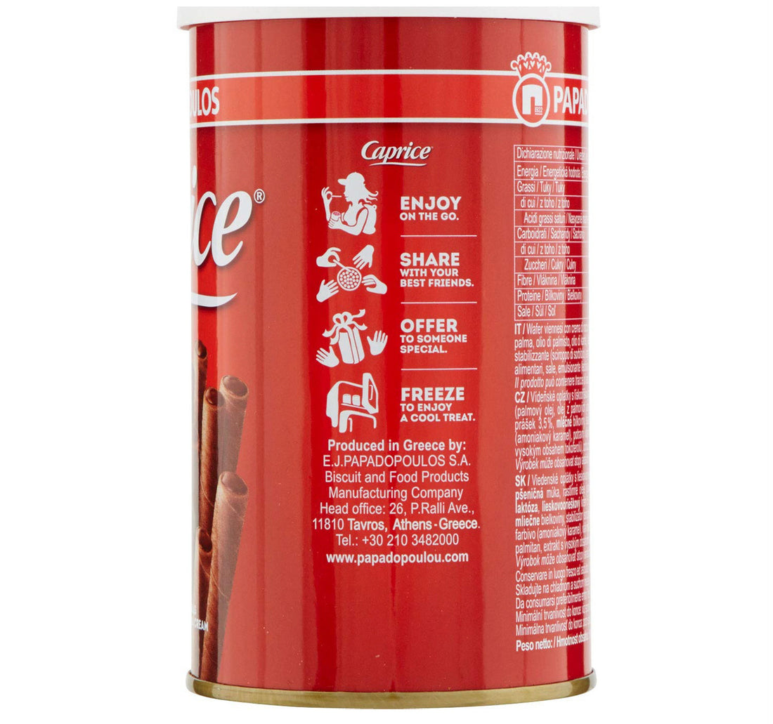 Papadopoulos Caprice Wafer Rolls with Hazelnut and Cocoa Cream 115 g