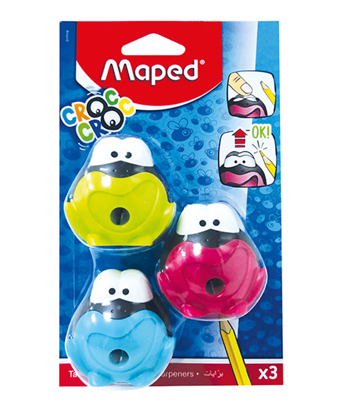 Maped Croc Sharpner, 3 Pcs, Multicolor, MD017719