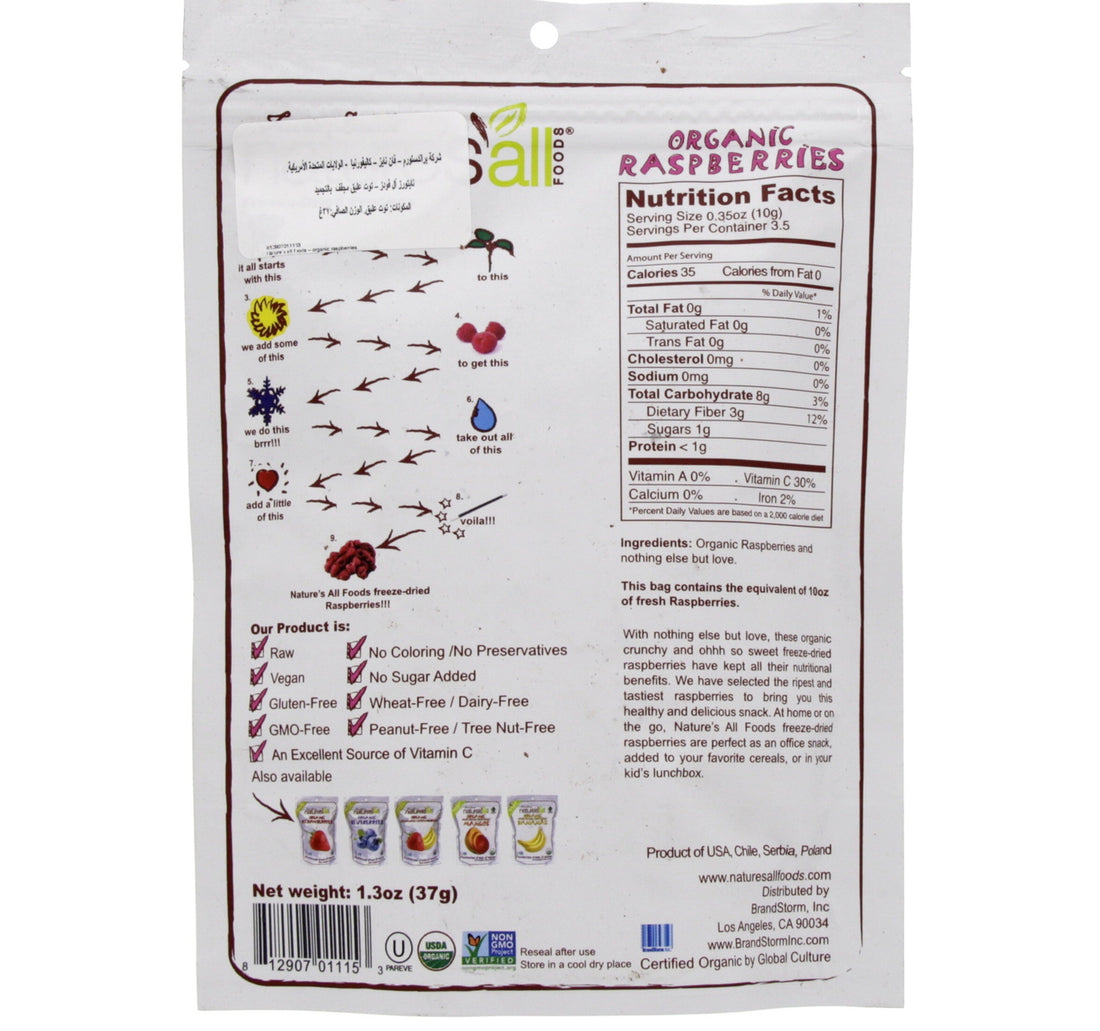 Natures All Organic Raspberries 37 g