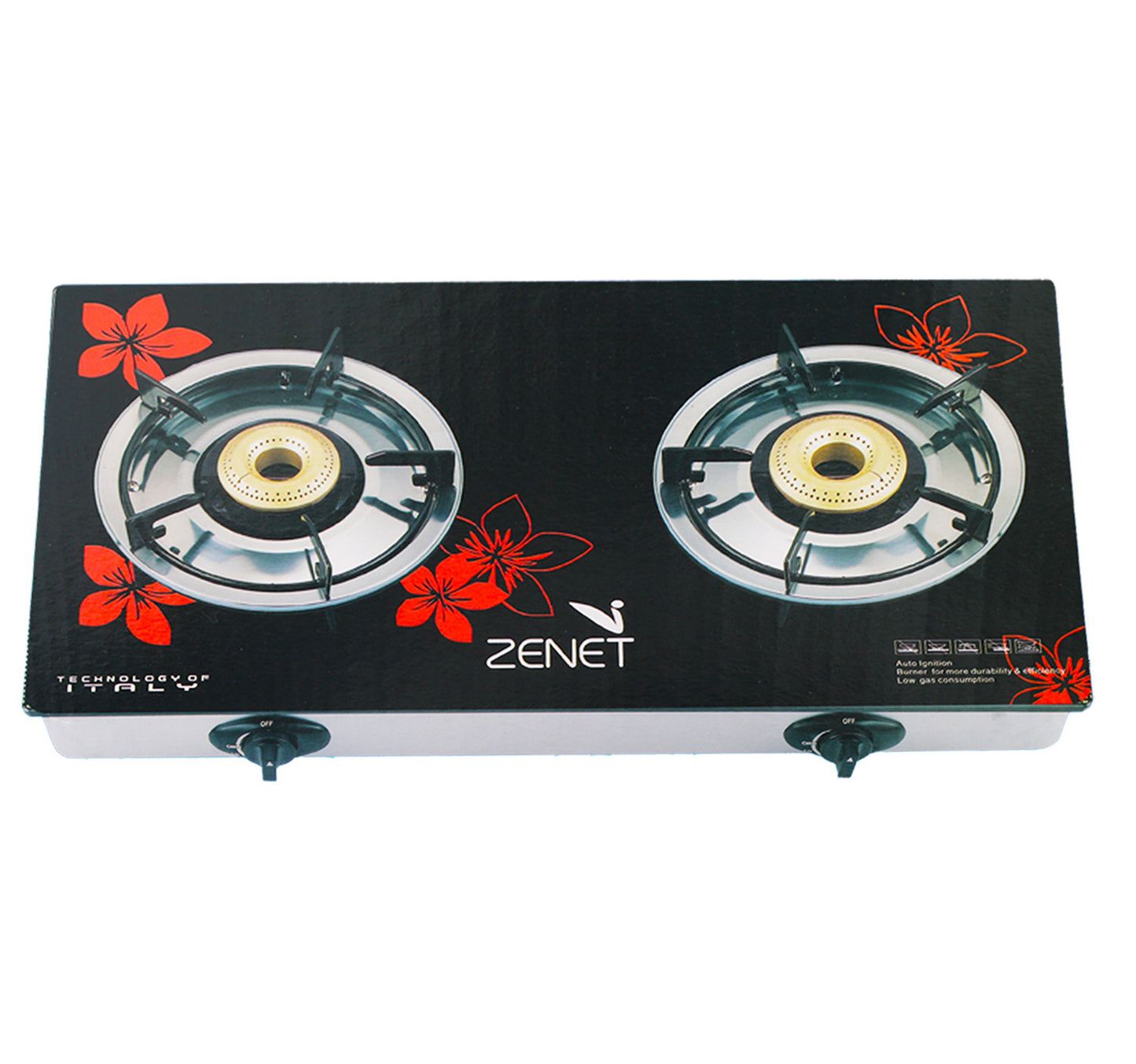 Zenet Glass Top Gas Table ZGS-2G 2 Burner