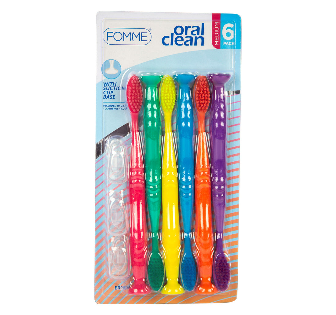 فرشاة أسنان فوم أورال كلين متوسطة الحجم، 6 قطع
