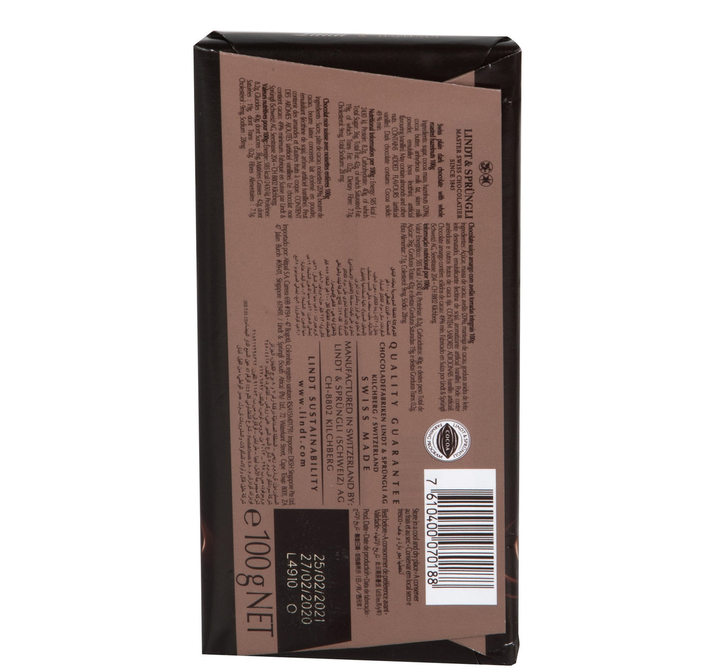 Lindt Swiss Classic Dark Chocolate with Roasted Hazelnut 100 g
